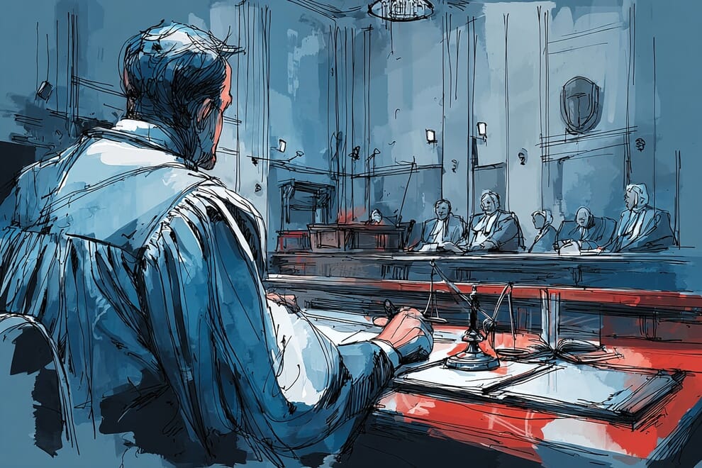 A judge sitting in court.