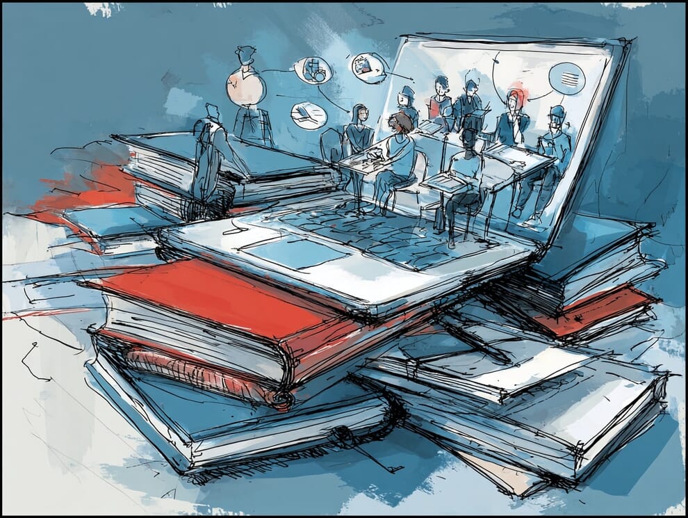 A laptop sitting on a pile of books 