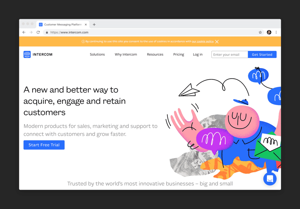 Intercom live chat facility.
