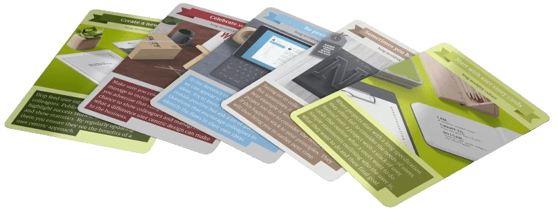 A deck of cards with UX tips on them.
