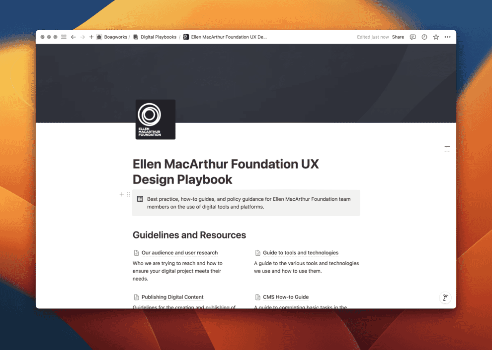 An example of a playbook supporting the design leadership role.