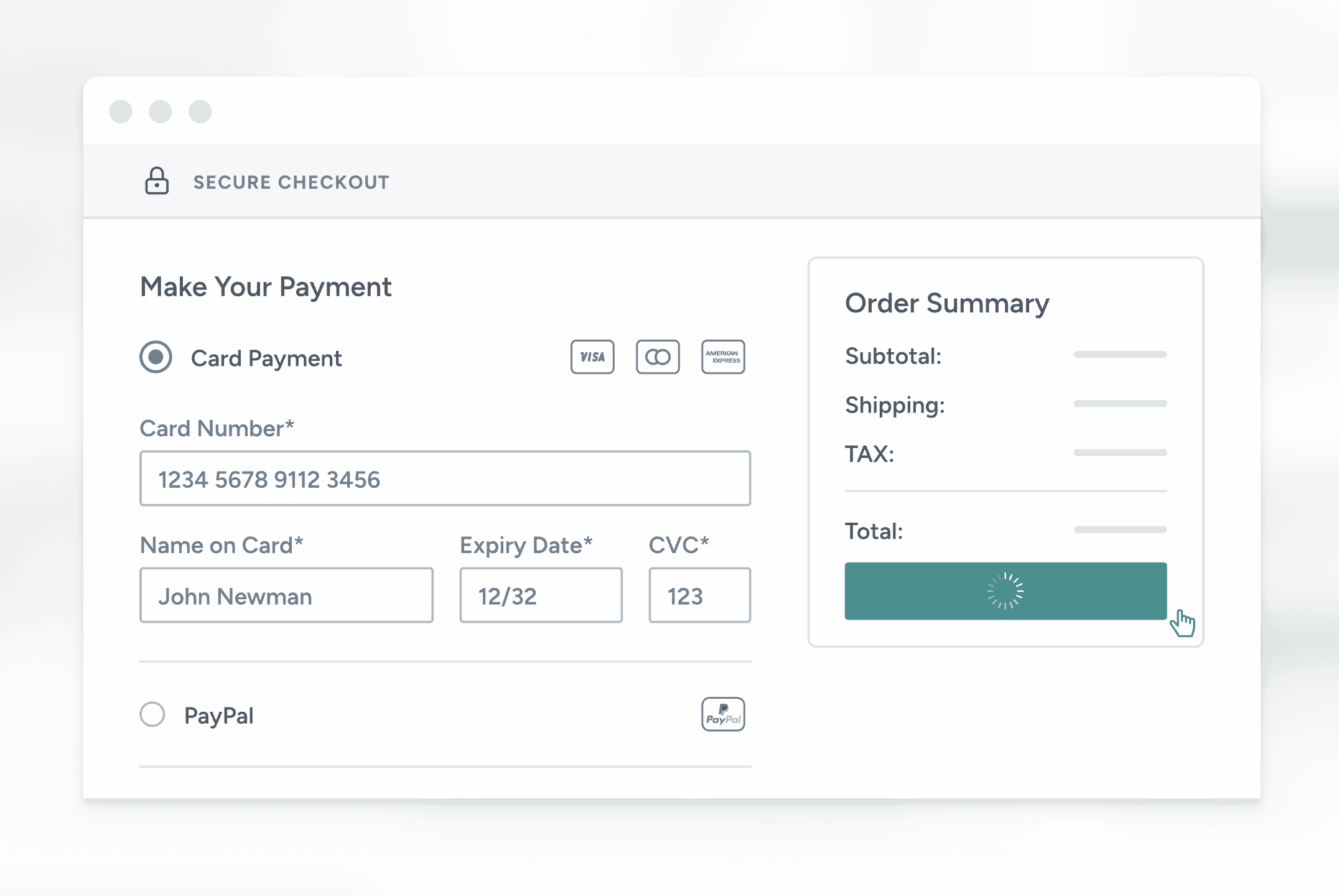 A loading indicator appears on the "Add to Cart" button when the user clicks.