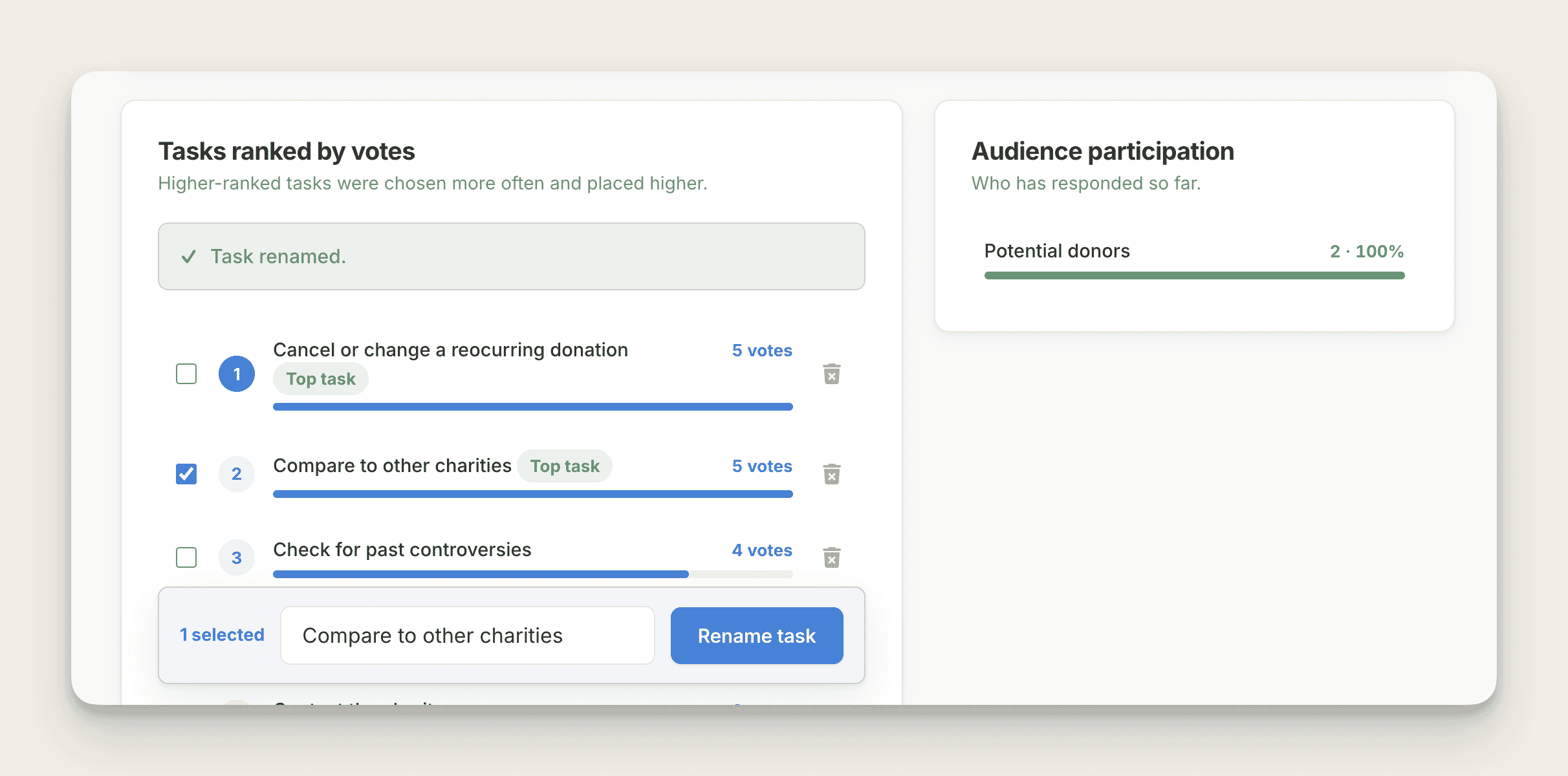 Screenshot the user renaming a result.