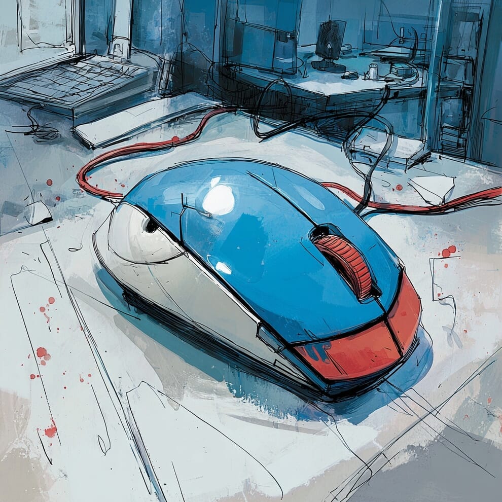 A computer mouse on a desk