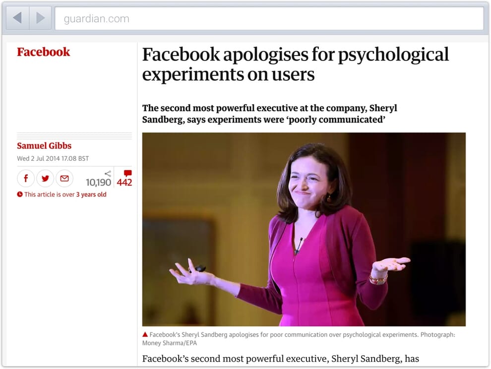 Facebook apologising for dark patterns