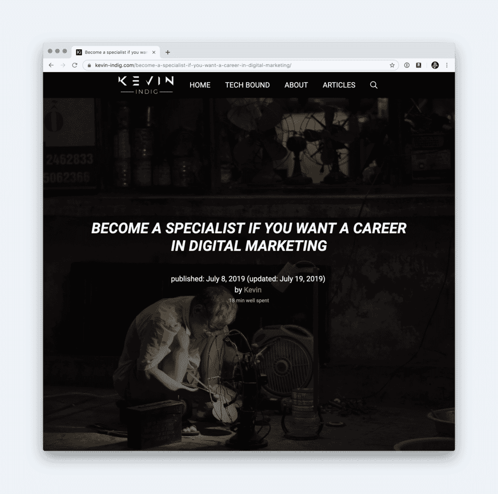 Article encouraging people to specialise.