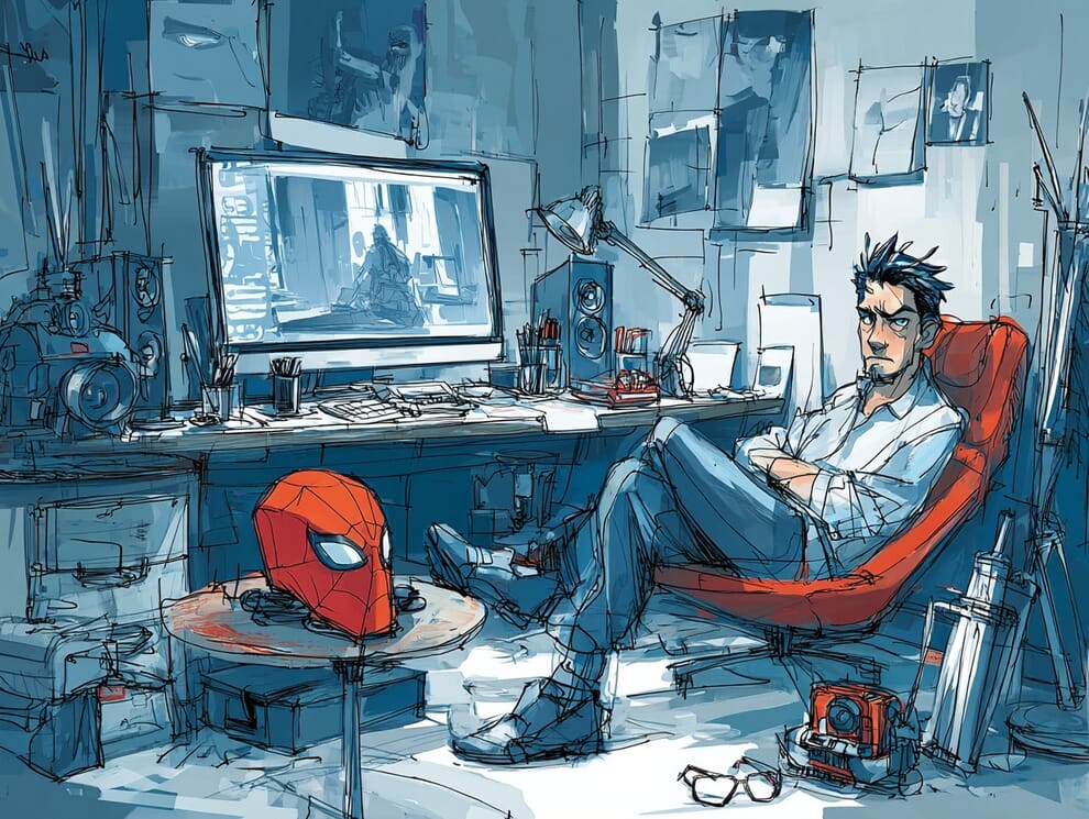 A freelancer sitting in a creative environment. 