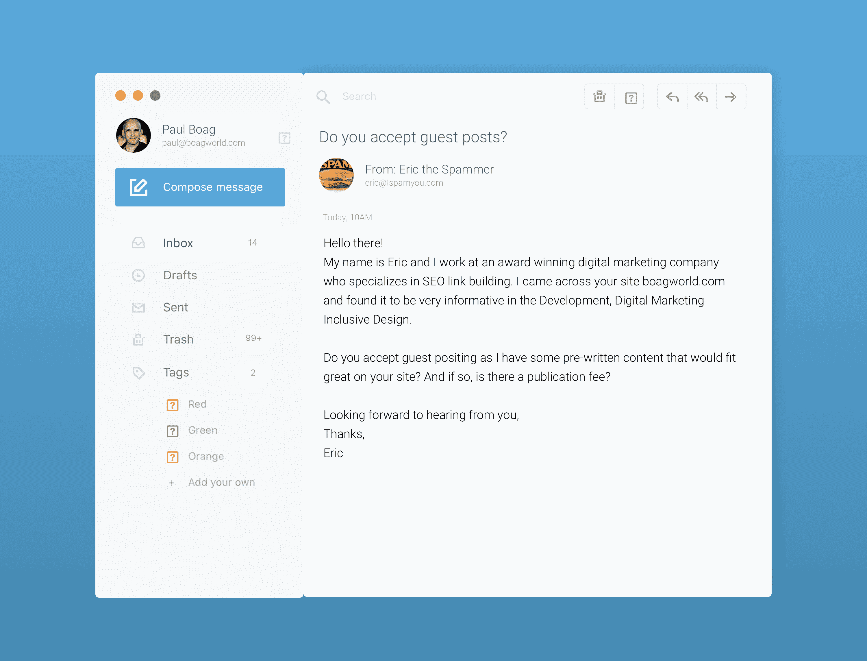 Sample guest post email.