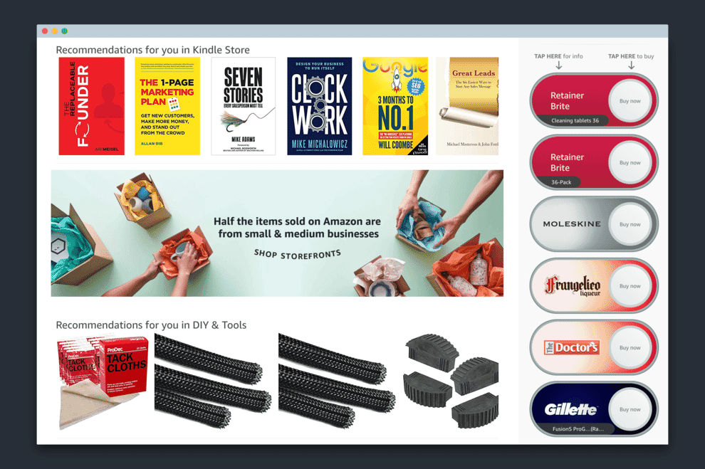 Example of website personalization on Amazon