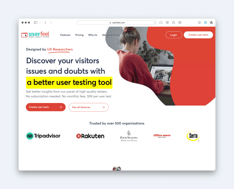 Userfeel homepage