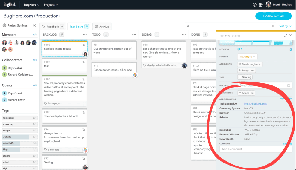Screenshot of Bugherd