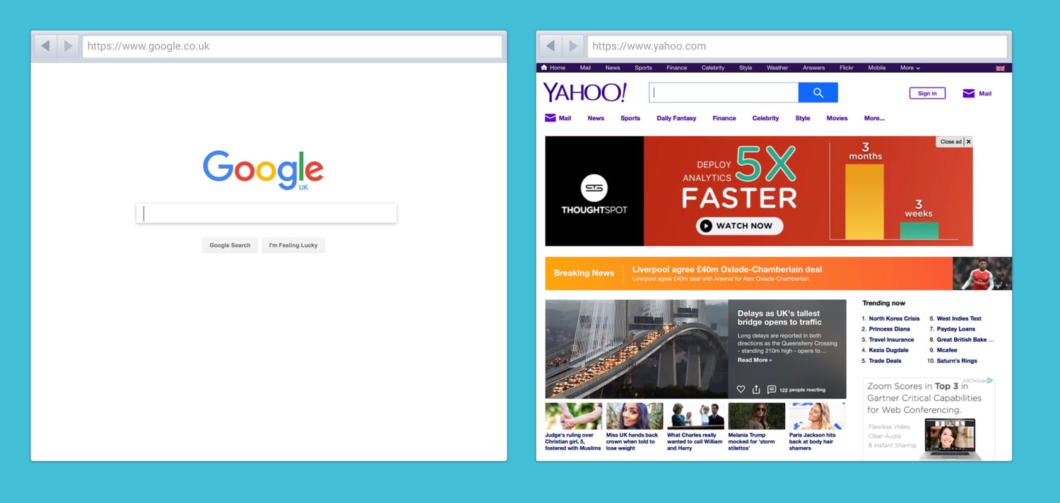 Google and Yahoo Homepages