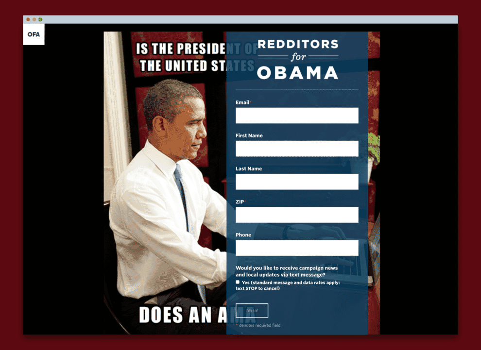 Example of how Obama campaign targeted redit users