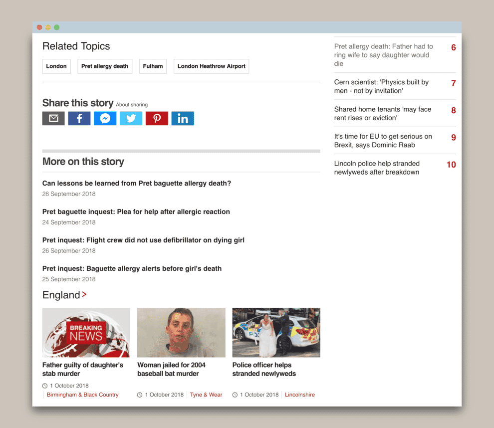 BBC News website personalization.