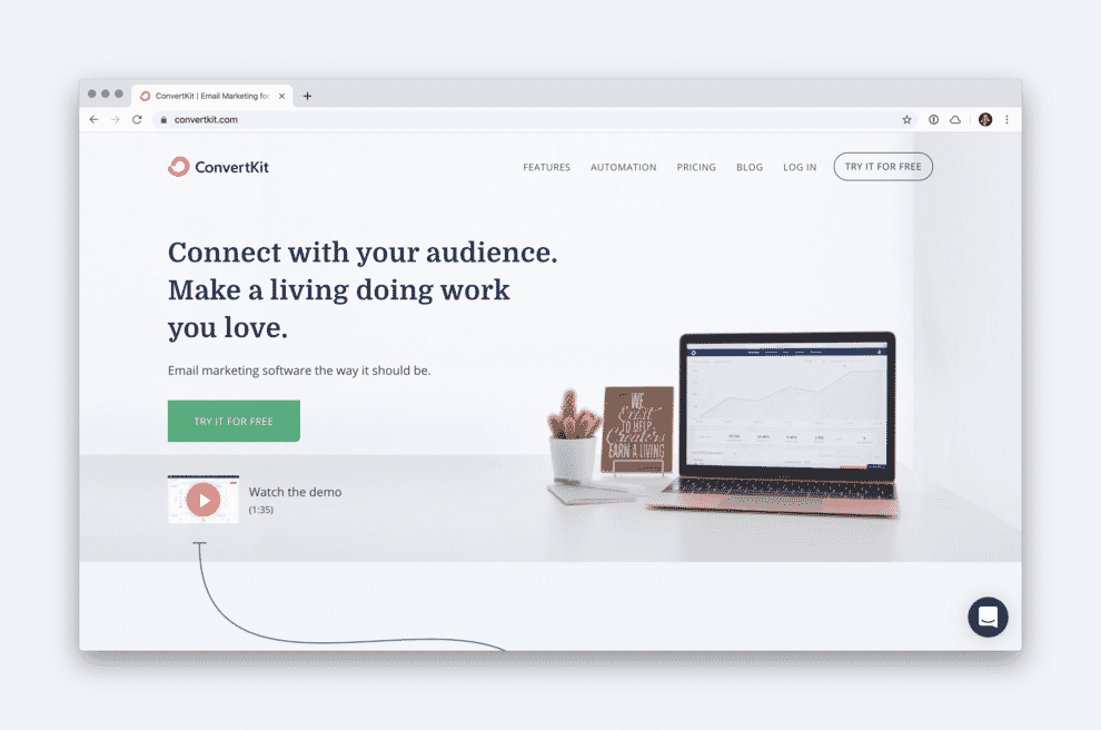 Convertkit homepage